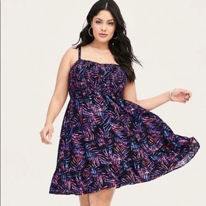 Torrid Dress 1X Multi Smocked Cami Purple Black